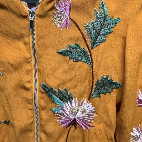 Elevenses by Anthropologie Mustard Floral Bomber Jacket - Picture 6 of 8